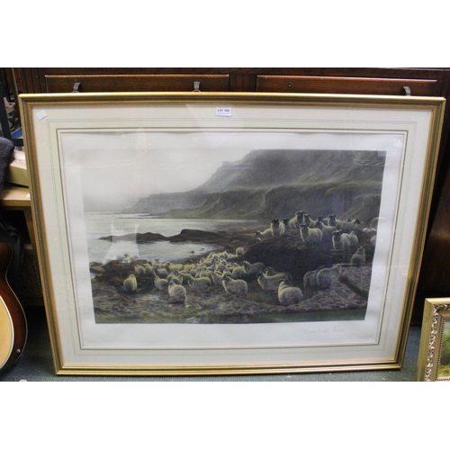 599 - After Farquharson, large print 'Down to the Ferry', 53cm x 82cm, glazed & framed