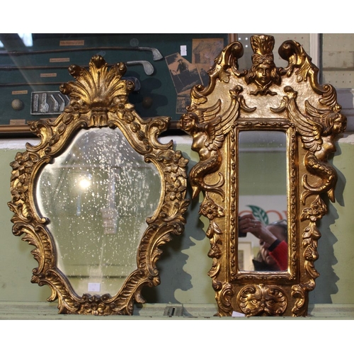 146 - Two mirrors, in gold painted wooden frames