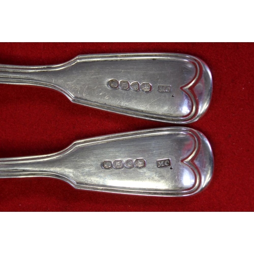 16 - Mary Chawner, a pair of silver berry spoons, fiddle pattern handles, gilded bowl, London 1839, weigh... 