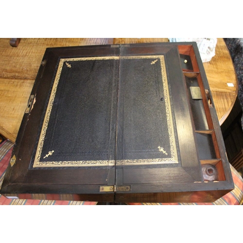 196 - A Victorian mahogany writing slope, containing Victorian cabinet photographs, letters, printed lette... 