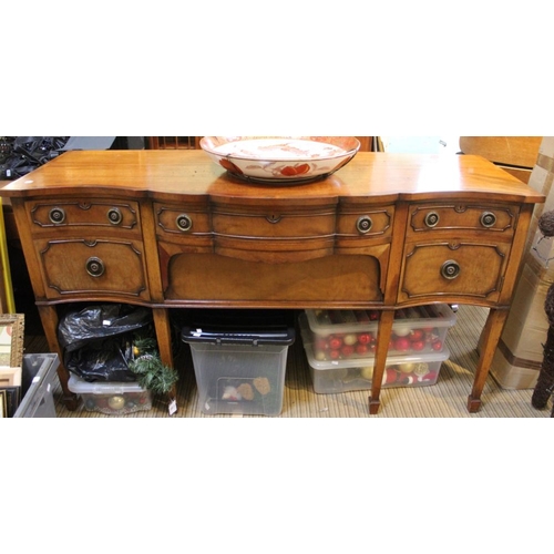 211 - A reproduction Georgian design mahogany serpentine sideboard, fitted drawers on squared tapering spa... 