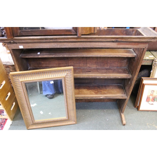 270 - An oak shelf rack, 101cm wide & a gilt framed wall mirror