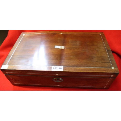 444 - A 19th century rosewood writing slope, 41cm wide