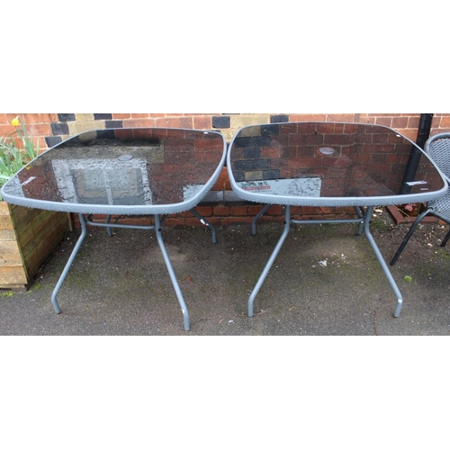 465 - Two large glass garden tables