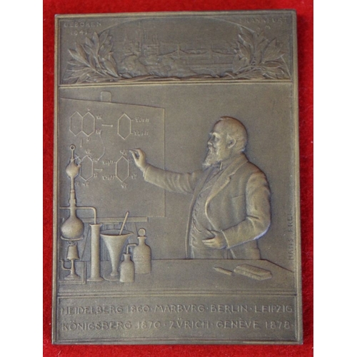 60 - A rectangular bronze plaque of the scientist Carl Graebe (70mm-50mm) Obverse bust facing right with ... 