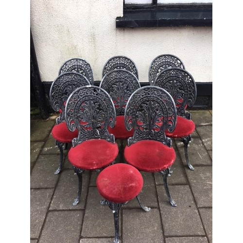 474 - 8 alloy chairs and a stool