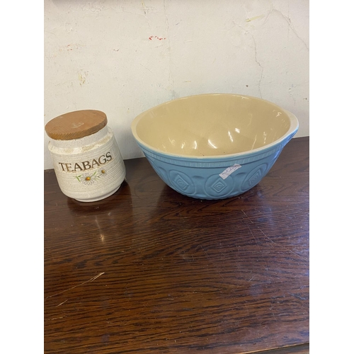 169 - Pottery mixing bowl & storage jar