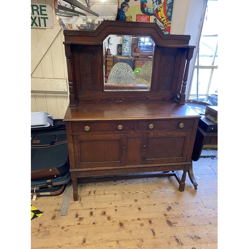 173 - Edwardian oak mirror back sideboard