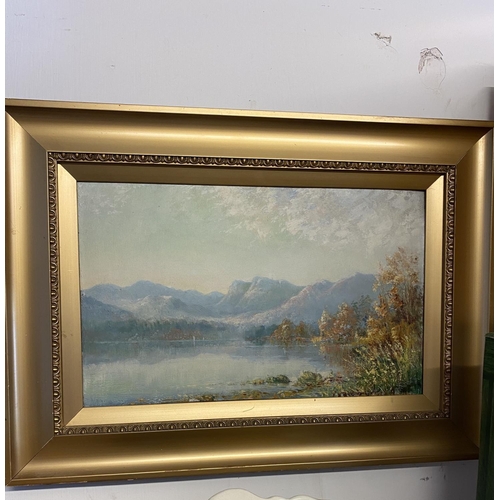 60 - Oil on board lake scene