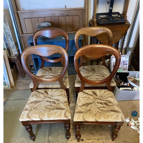 61 - Set of 4 Victorian mahogany ballon back dining chairs