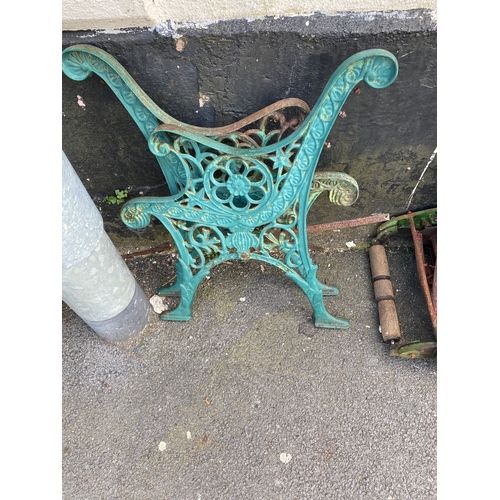 Pair of cast iron bench ends