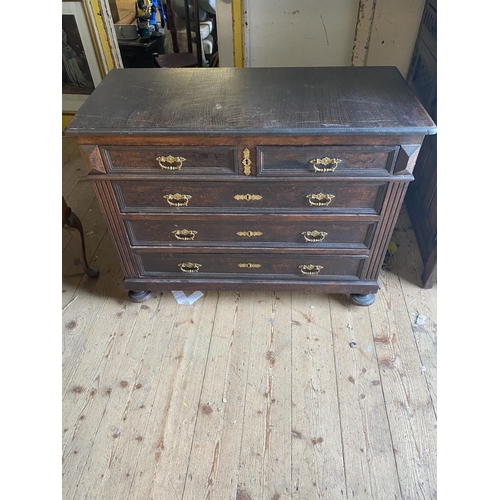 3 - Victorian oak chest of 5 drawers