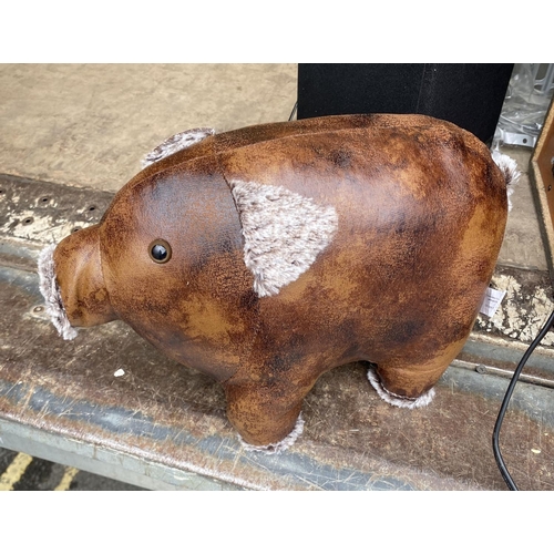 61 - Leather pig door stop