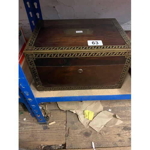 63 - Victorian rosewood & brass bound box