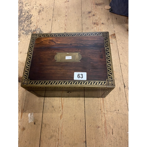 63 - Victorian rosewood & brass bound box