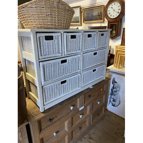 Wicker painted chest of 8 drawers