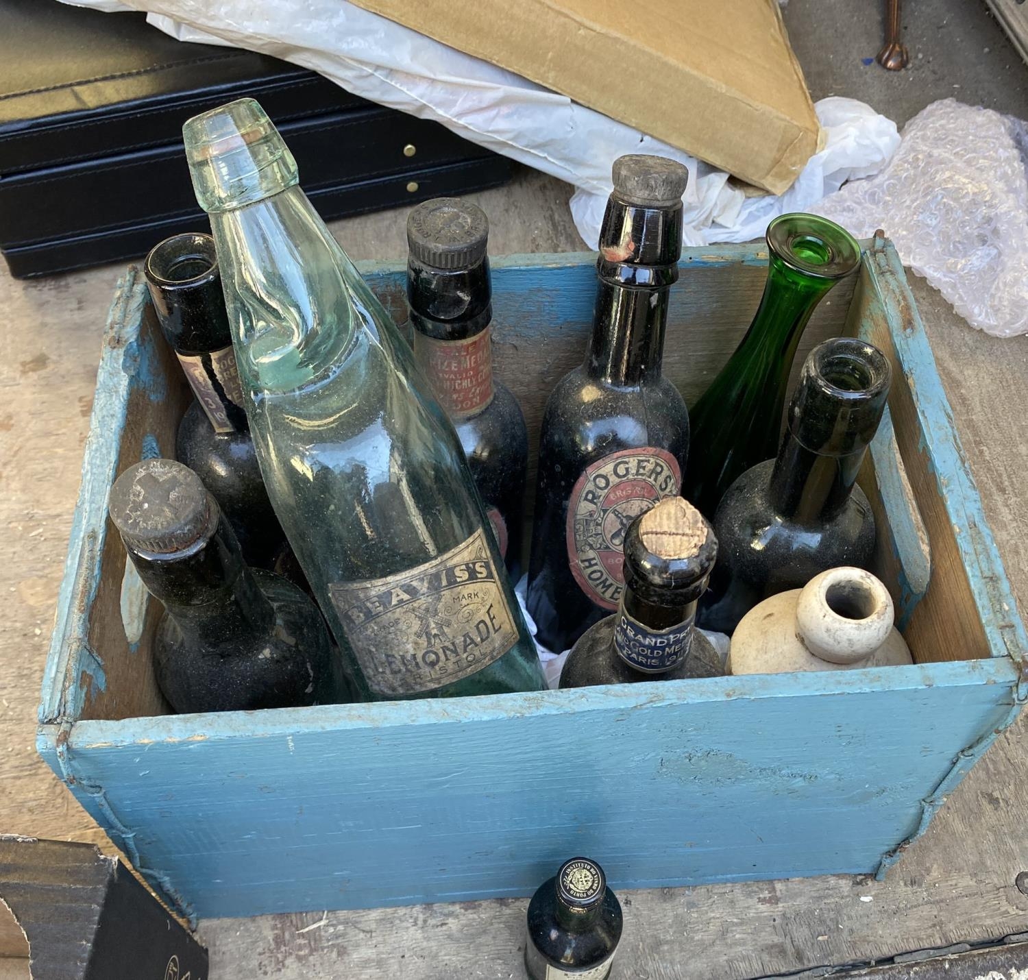 Box of old bottles