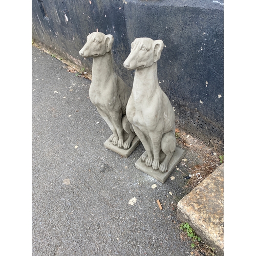 1133 - Pair stoneware seated whippets