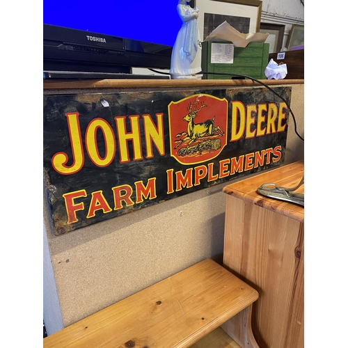 142 - Enamel John Deere Farm Implement sign(rust on edges)