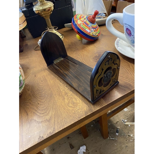 51 - Victorian rosewood & brass book rack