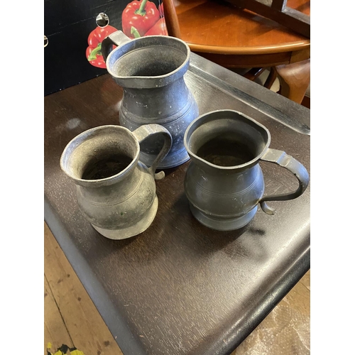 94 - 3 pewter tankards