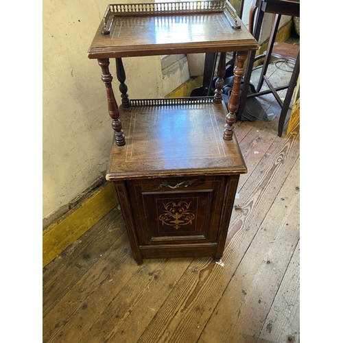 96 - Edwardian rosewood & inlaid coal cabinet