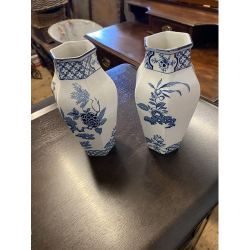 97 - Pair blue & white vases