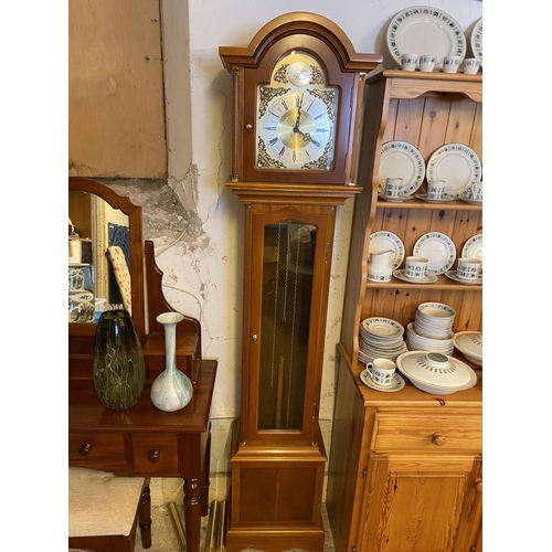 406 - Yew wood modern longcase clock