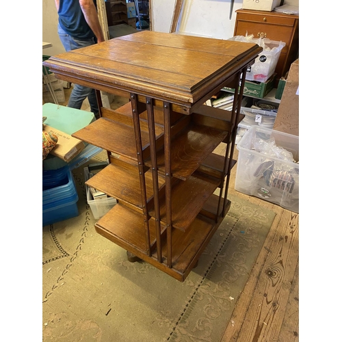 438 - Edwardian oak revolving bookcase