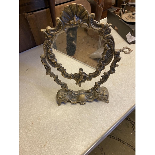 460 - Brass swing mirror