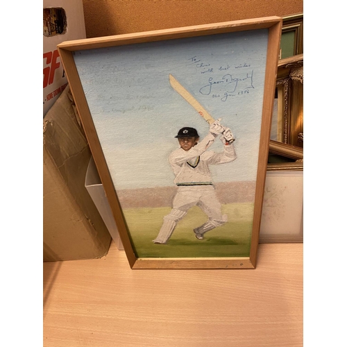 503 - Signed painting Geoffrey Boycott