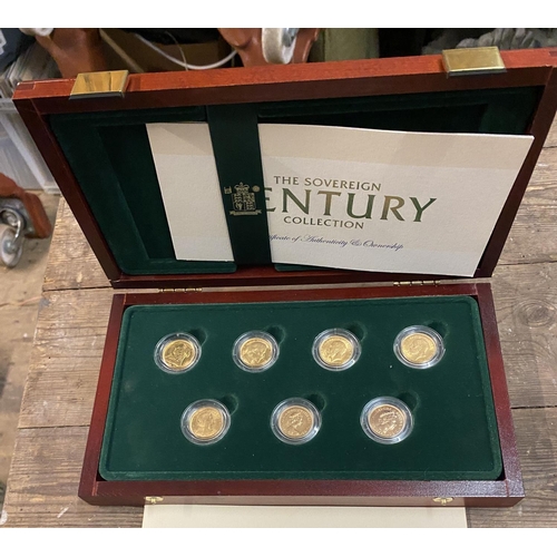 668 - Royal Mint century proof set of 7 gold sovereigns