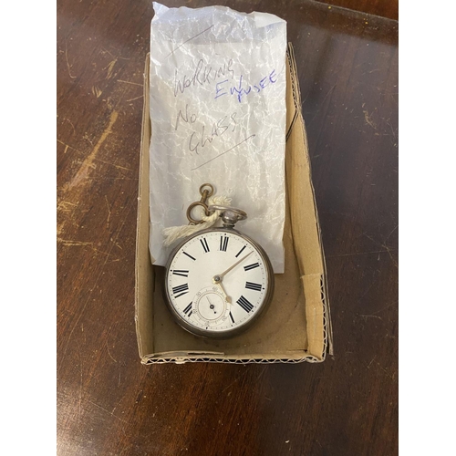 711 - Silver pocket watch,works,no glass