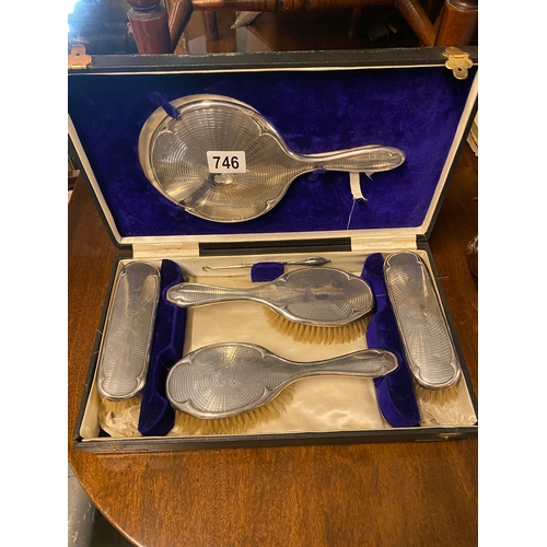 746 - Silver hallmarked cased dressing table set