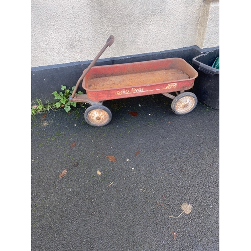 1149 - Vintage metal 2 4 wheel pull along trolley