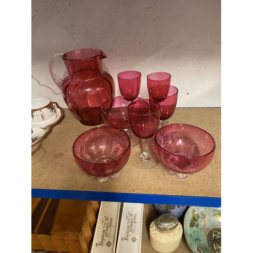 38 - Collection cranberry glass