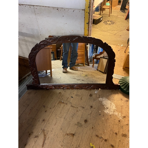 299 - Carved mahogany framed overmantle