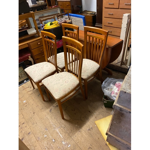 296 - Teak drop flap table & 4 chairs