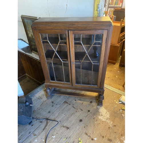 9 - Oak 2 door glazed cabinet