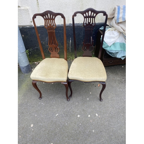 826 - Pair mahogany hall chairs