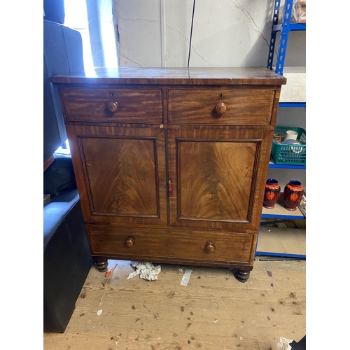 14 - 19th century mahogany linen press with trays