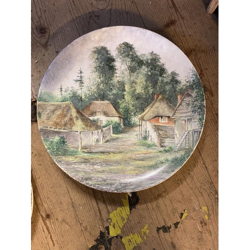 9 - Large hand painted wall plate,Cockington mill