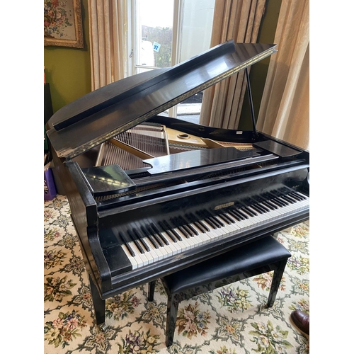 421 - Challen baby grand piano with Harrods label