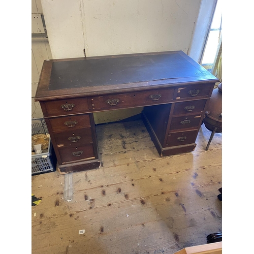 93 - Victorian pedestal 9 drawer desk