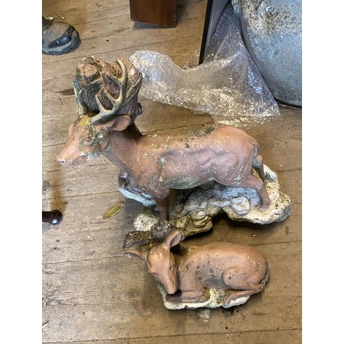 878 - 2 stoneware deer