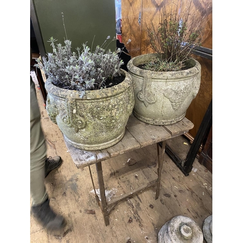 885 - Pair garden stoneware pots