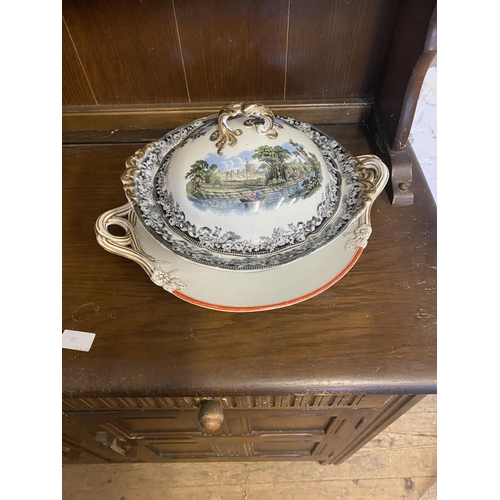 167 - China tureen and Dublin plate