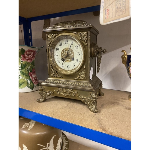 53 - Victorian brass mantle clock