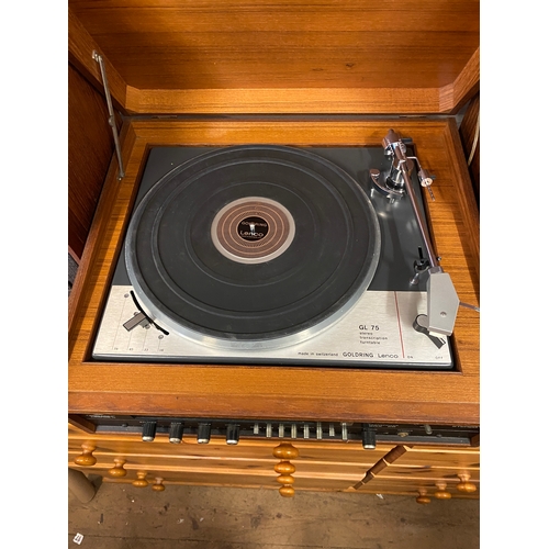 200 - Dynatron retro teak record player with Goldring Lenco turn table & speakers