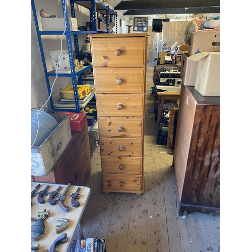 1 - Tall pine chest of 7 drawers